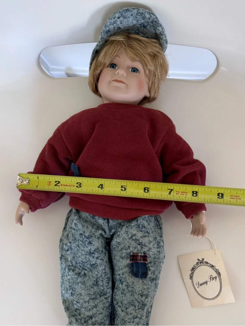 Vintage Tender Heart Treasures Danny Boy Porcelain Doll Newspaper Boy Blonde Blu